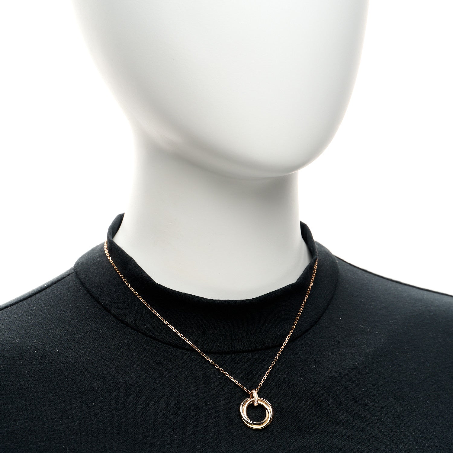 Cartier 18K Pink White Yellow Gold Diamond Trinity Pendant Necklace 2 of 6