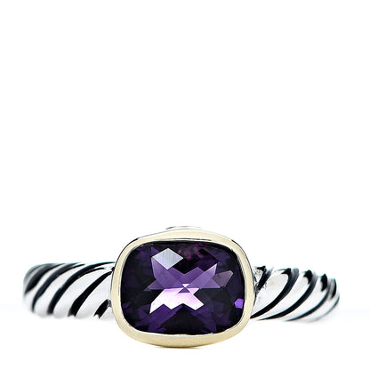 David Yurman Sterling Silver 18K Yellow Gold Amethyst 8mm Noblesse Ring 54 6.75 1 of 5