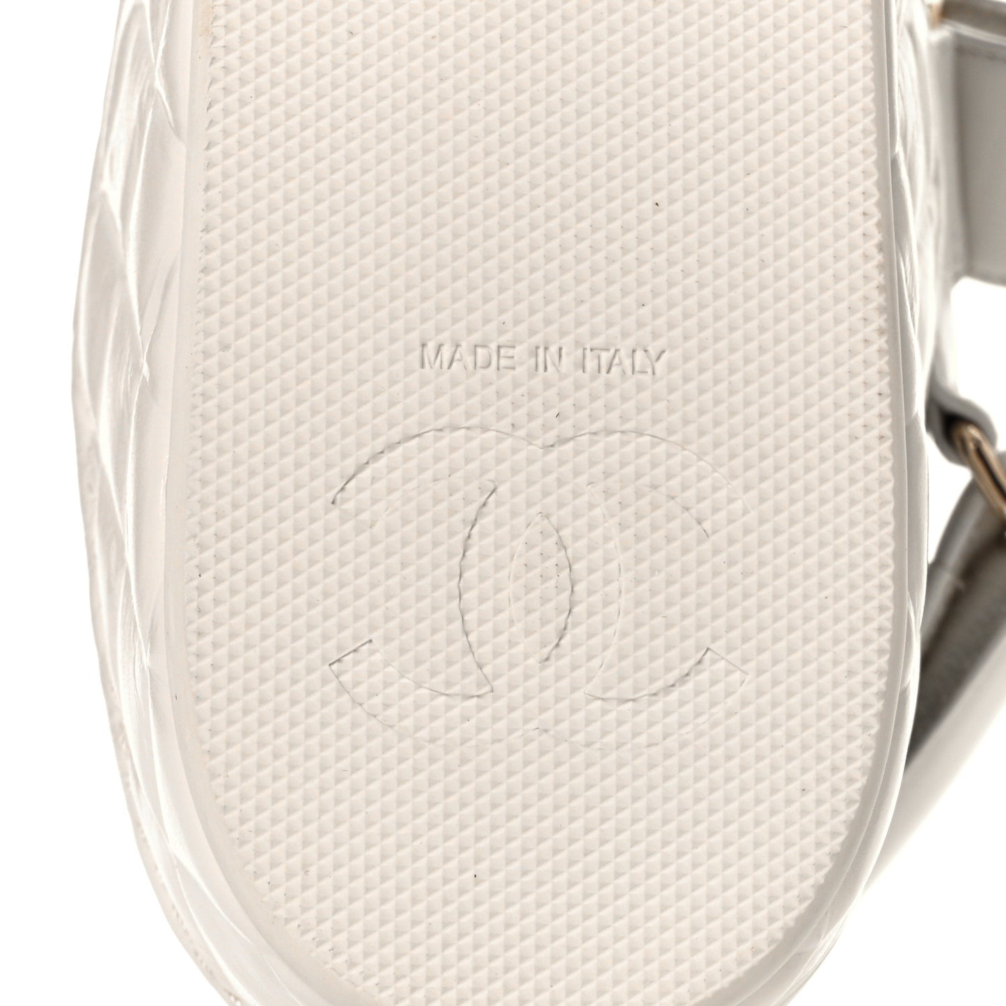Shiny Calfskin Logo Platform Sandals 38 Ivory