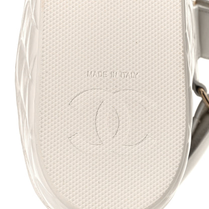 Chanel Shiny Calfskin Logo Platform Sandals 38 Ivory 7 of 10