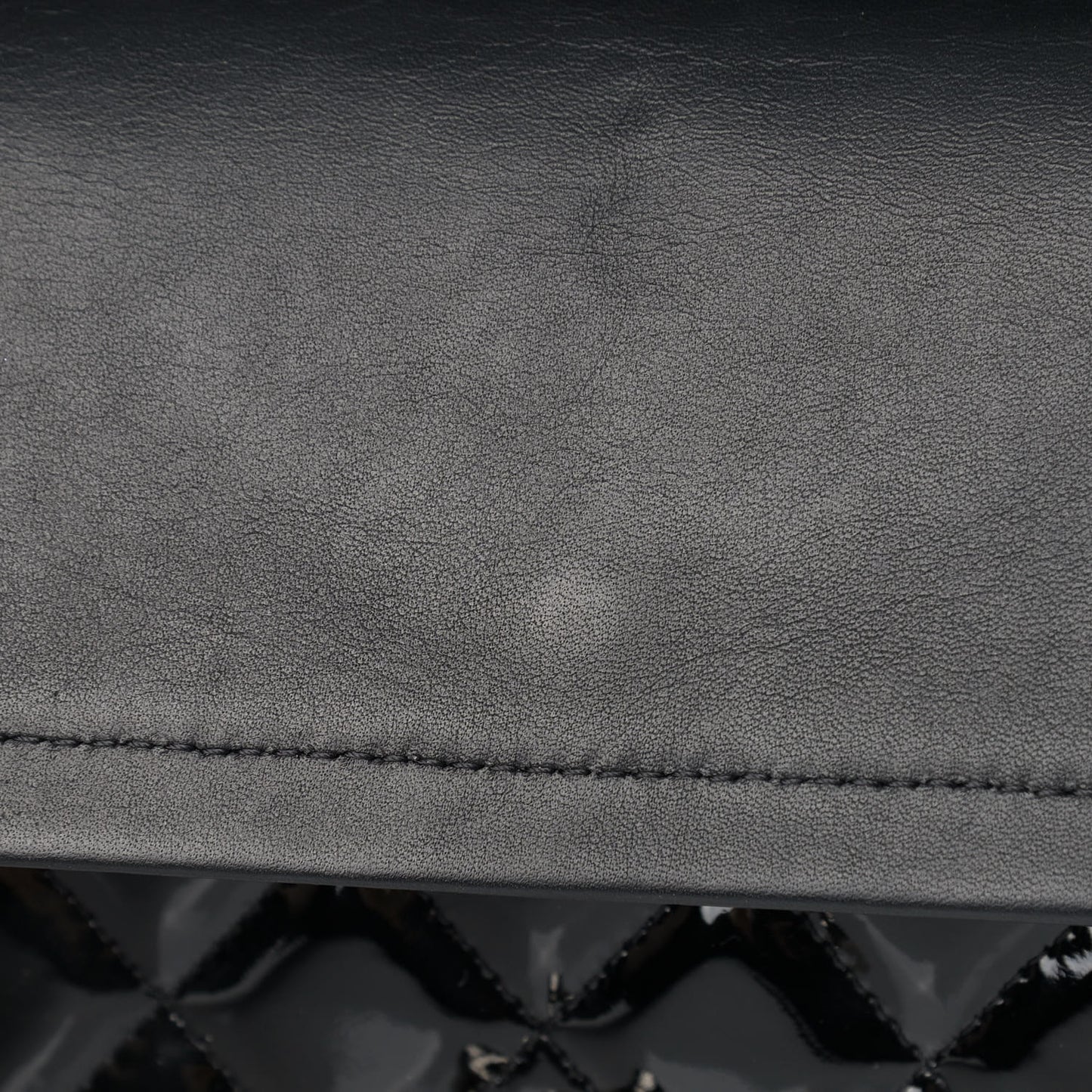 Patent Quilted Medium Double Flap Black