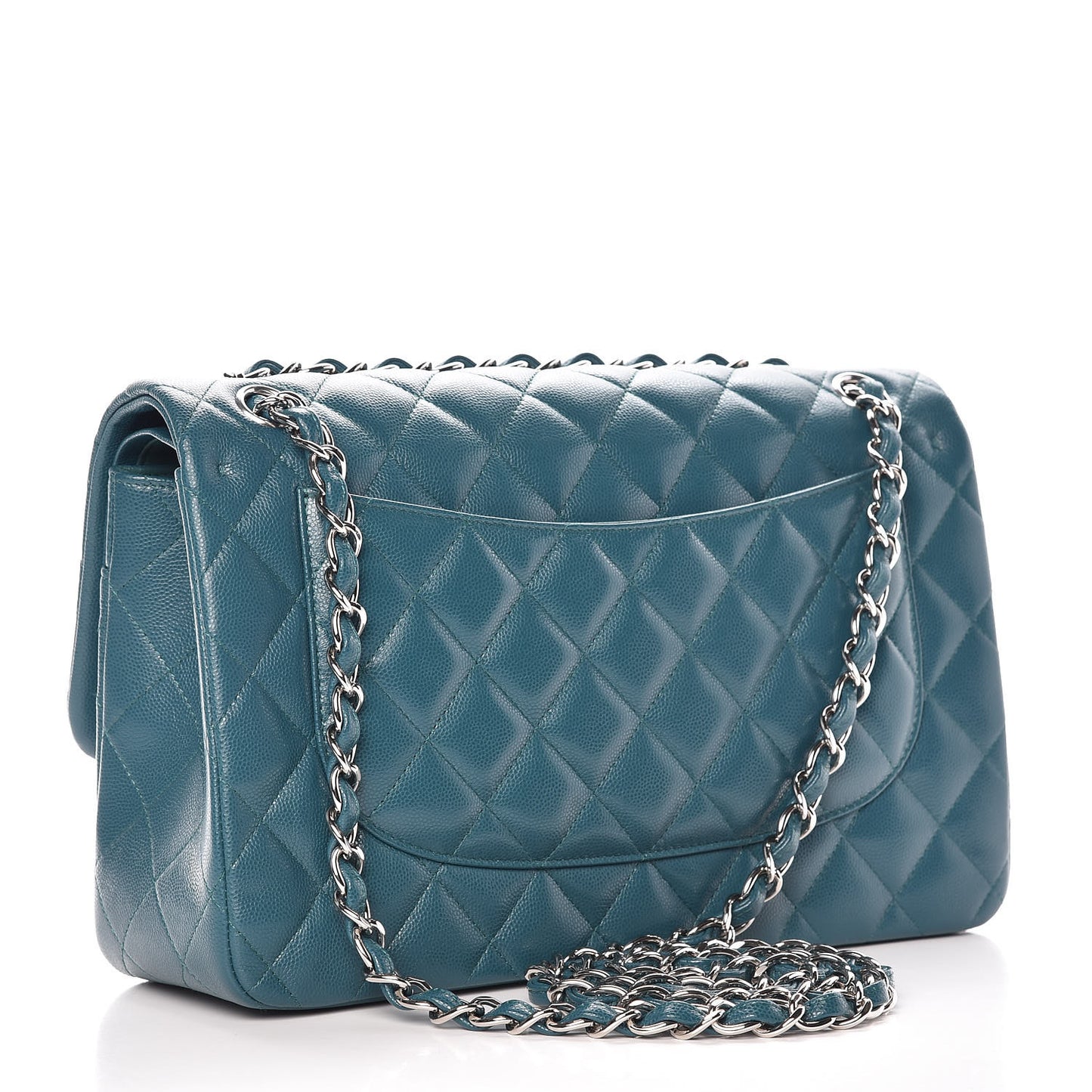 Caviar Quilted Jumbo Double Flap Dark Turquoise