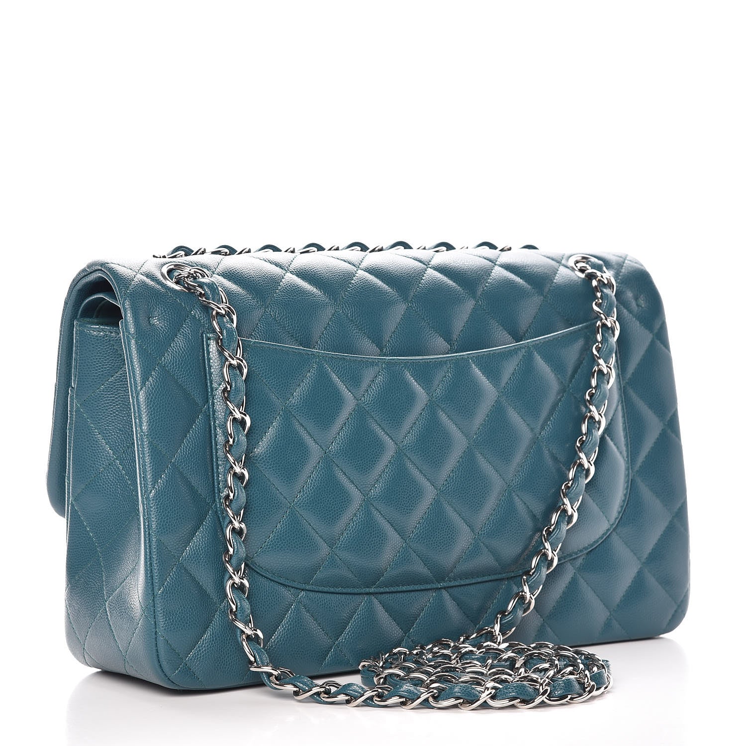 Chanel Caviar Quilted Jumbo Double Flap Dark Turquoise 3 of 7