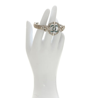 Chanel Crystal CC Cuff Silver Blue 2 of 4