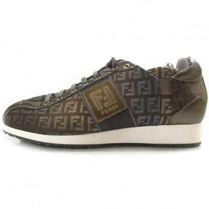 Fendi Metallic Canvas Vitello Zucchino Sneakers 40 Taupe 2 of 9