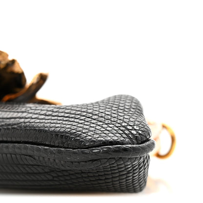Gucci Lizard Bamboo Jeweled Clutch Black 8 of 8