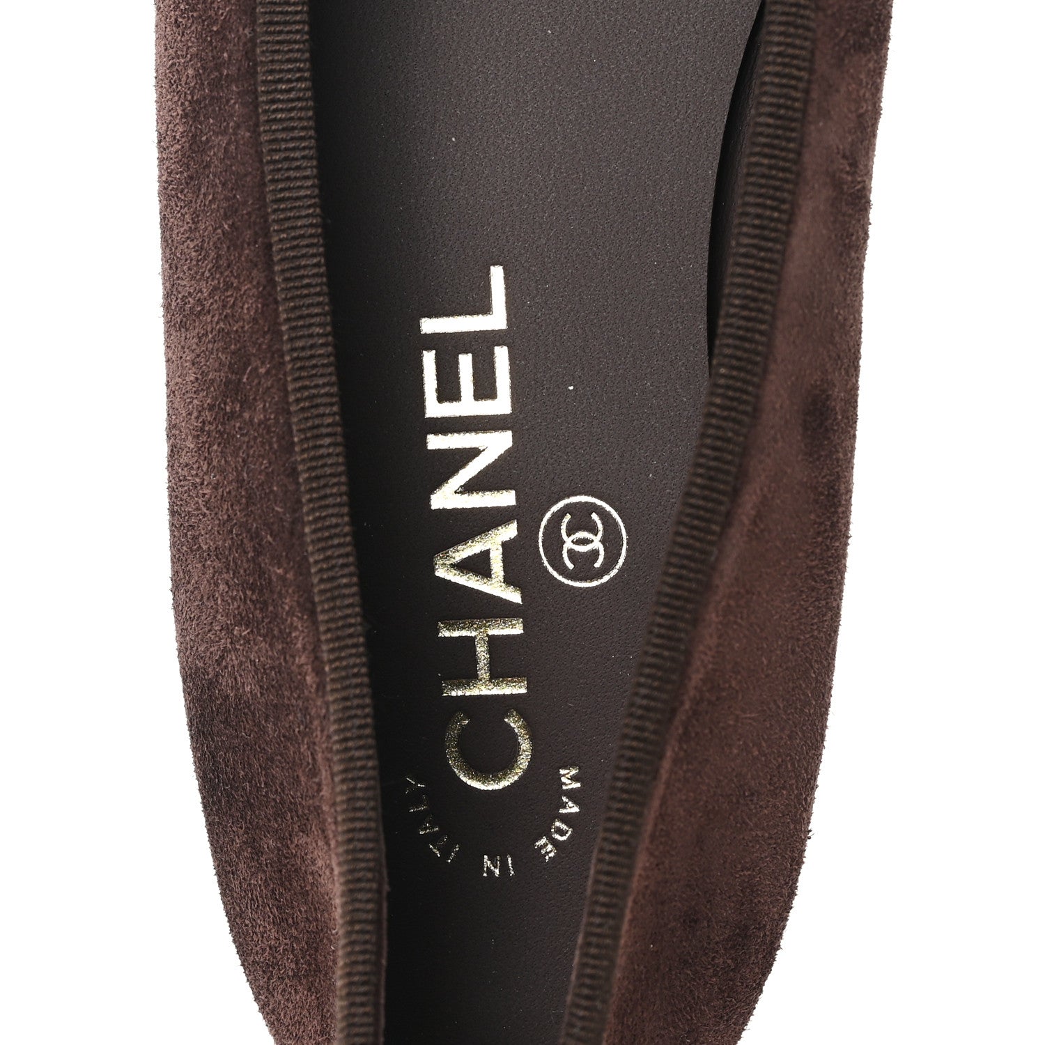 Chanel Suede Calfskin Cap Toe CC Ballerina Flats 38.5 Dark Brown Burgundy 8 of 9