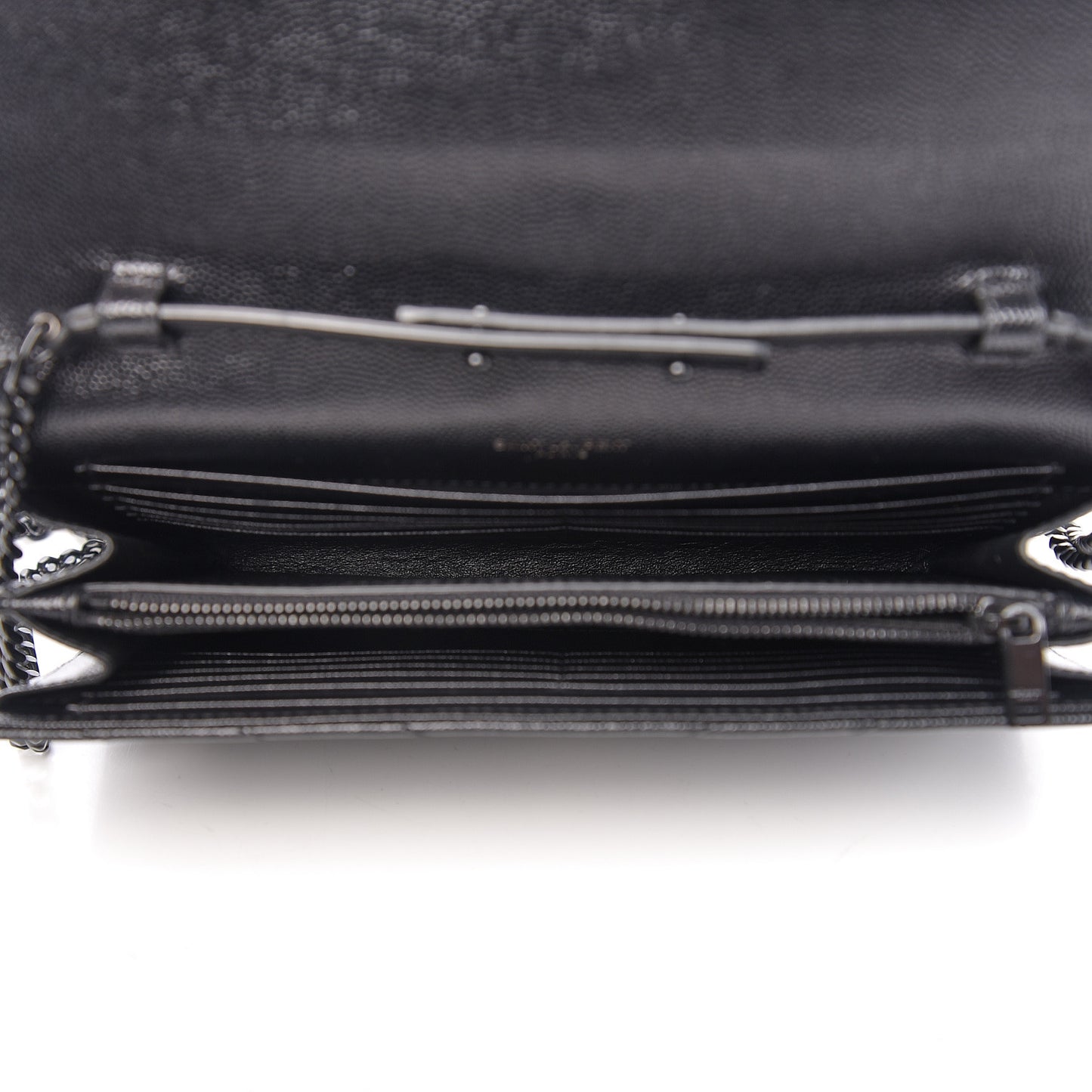 Grain De Poudre Matelasse Chevron Monogram Chain Wallet Black