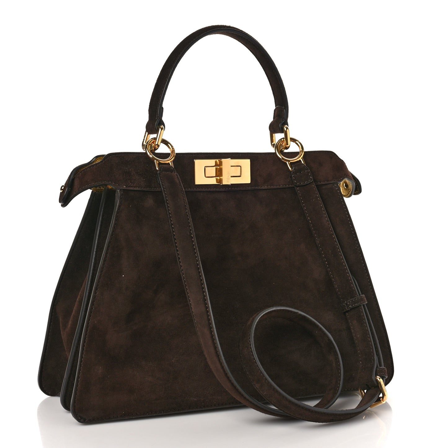 Suede Medium Peekaboo I See U Satchel Moresco Oro Chiaro
