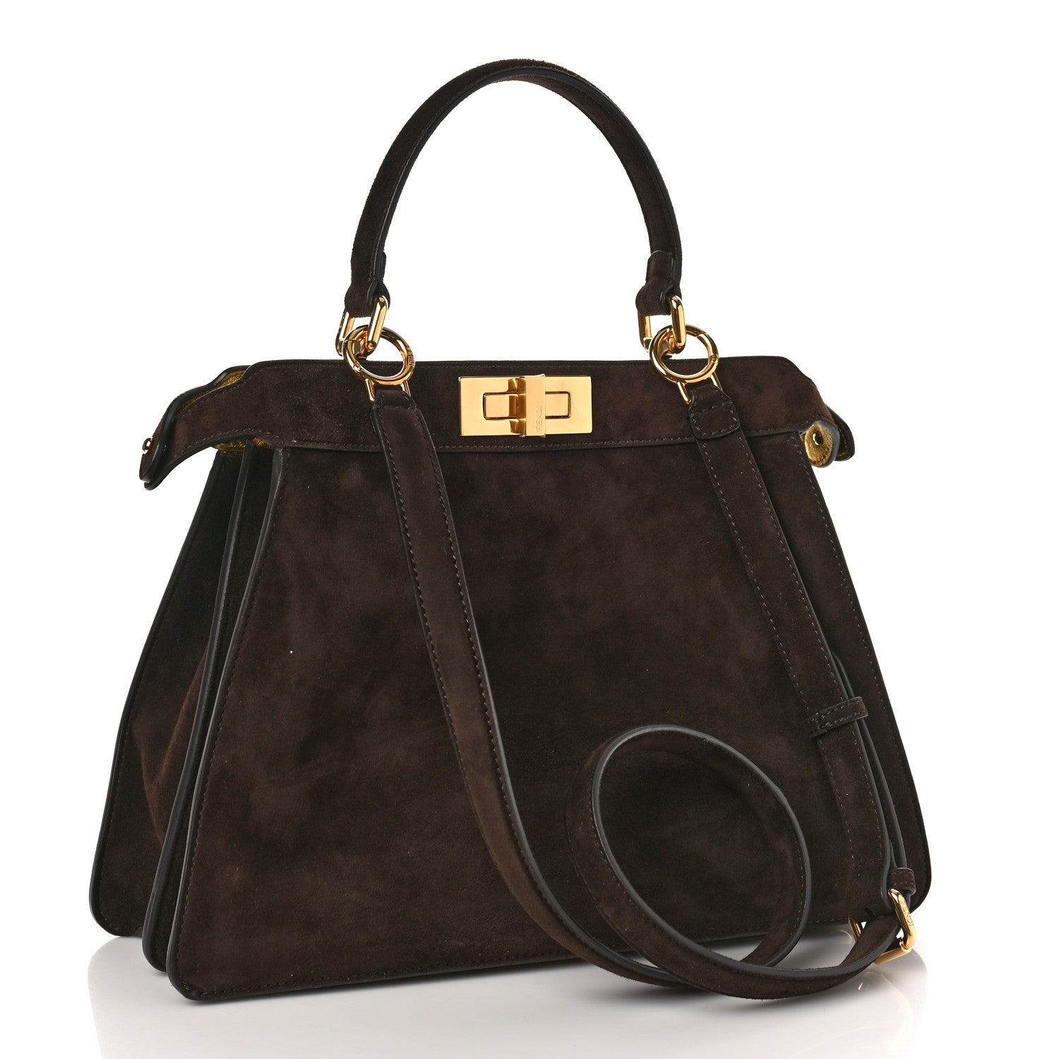 Fendi Suede Medium Peekaboo I See U Satchel Moresco Oro Chiaro 4 of 10