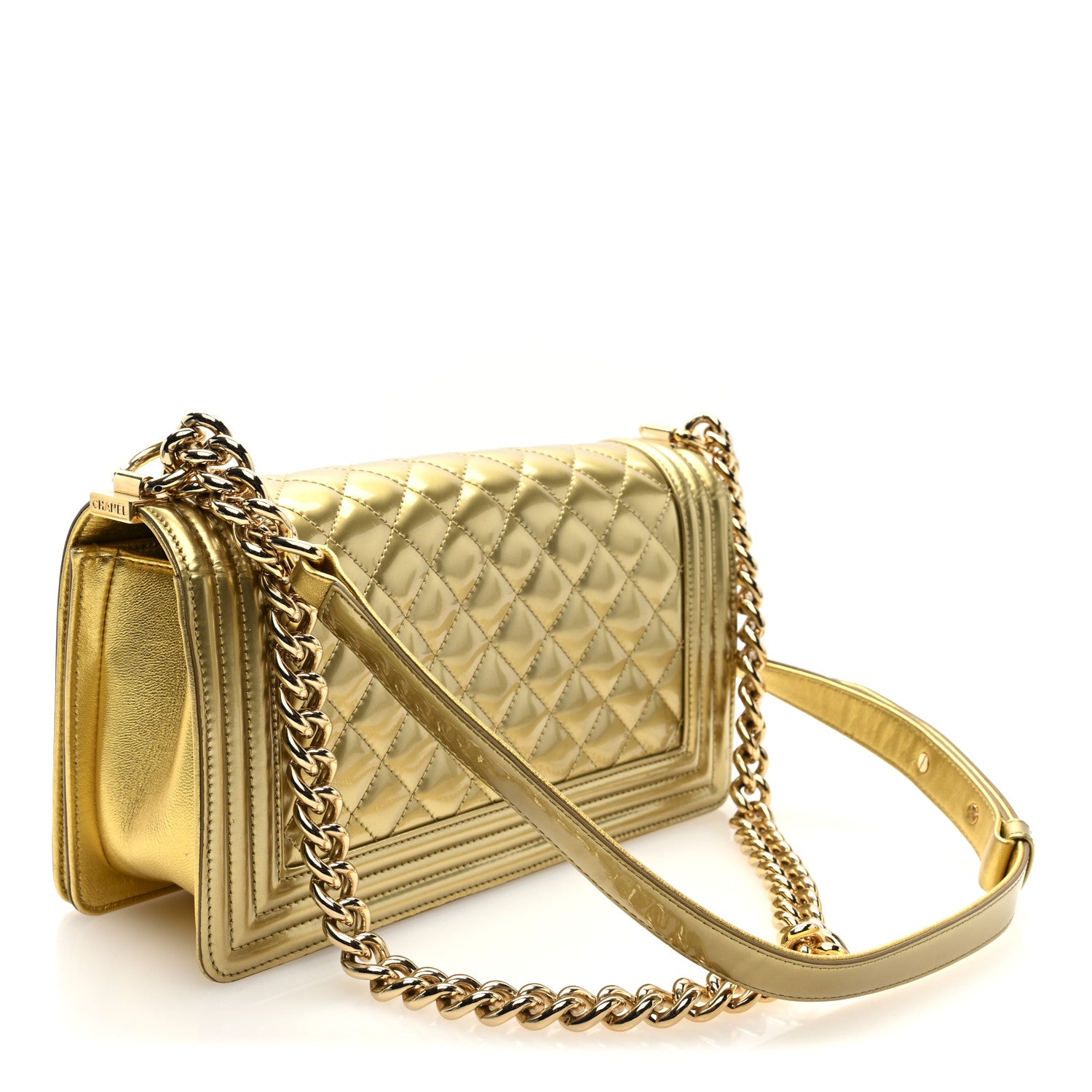 Chanel Metallic Patent Calfskin Quilted Medium Boy Flap Gold 3 of 10