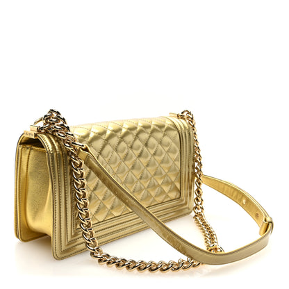 Chanel Metallic Patent Calfskin Quilted Medium Boy Flap Gold 3 of 10