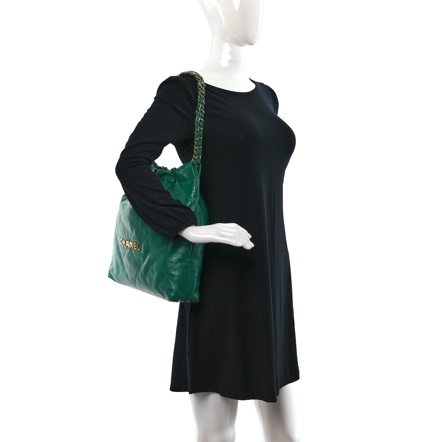 Chanel Shiny Calfskin Quilted Chanel 22 Green 2 of 10