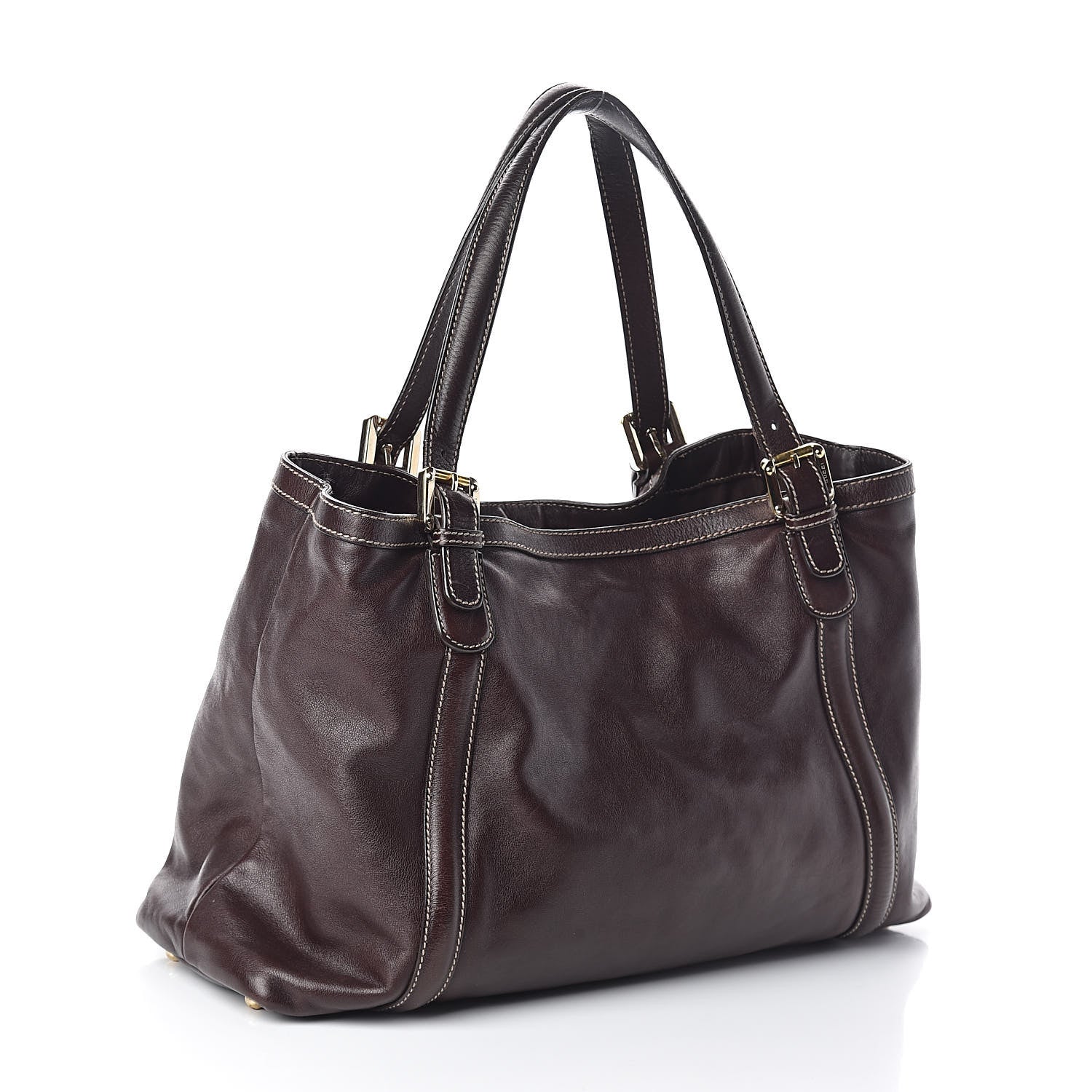 Gucci Calfskin Medium Britt Tote Dark Brown 3 of 12