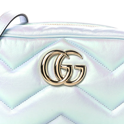 Gucci Iridescent Nappa Chevron Matelasse Small GG Marmont Chain Shoulder Bag Iridescent Snow Light Blue 8 of 10