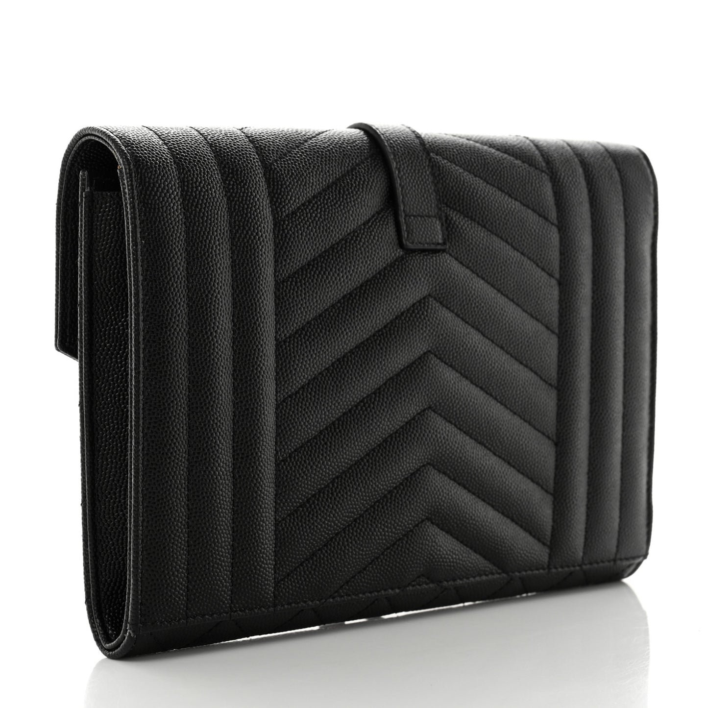 Grain De Poudre Textured Mixed Matelasse Triquilt Monogram Clutch Black