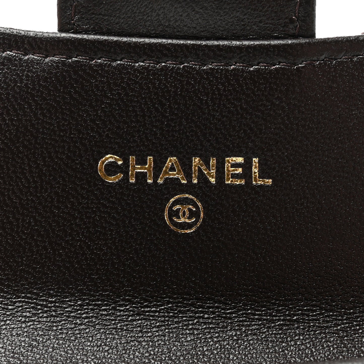 Lambskin Quilted Flap Card Holder Dark Brown
