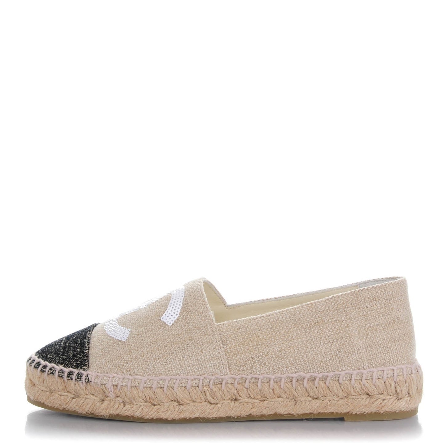 Toile Sequin CC Espadrilles 36 Beige Black