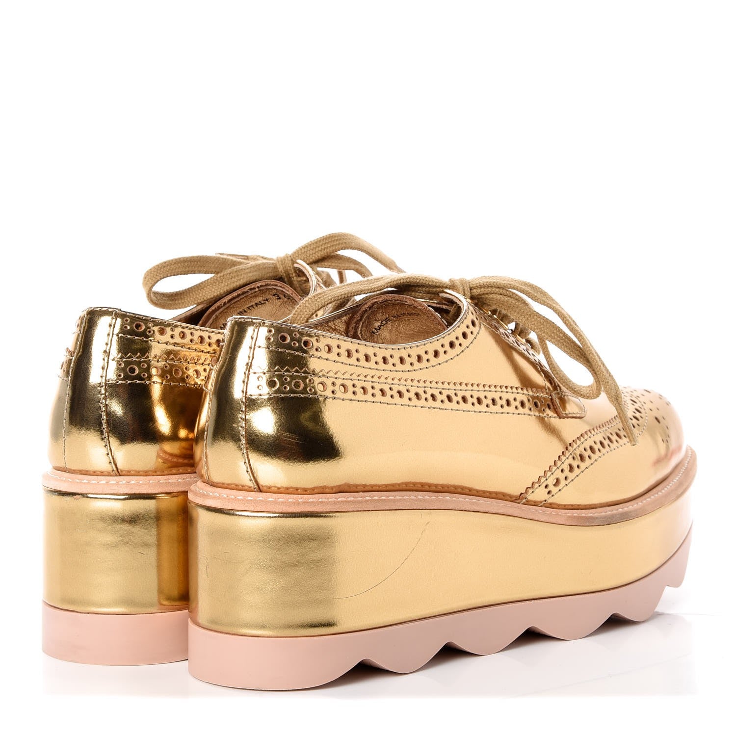 Prada Metallic Calfskin Platform Oxfords Gold 4 of 10