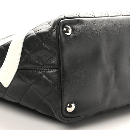 Chanel Calfskin Quilted Large Cambon Tote Black White 9 of 10