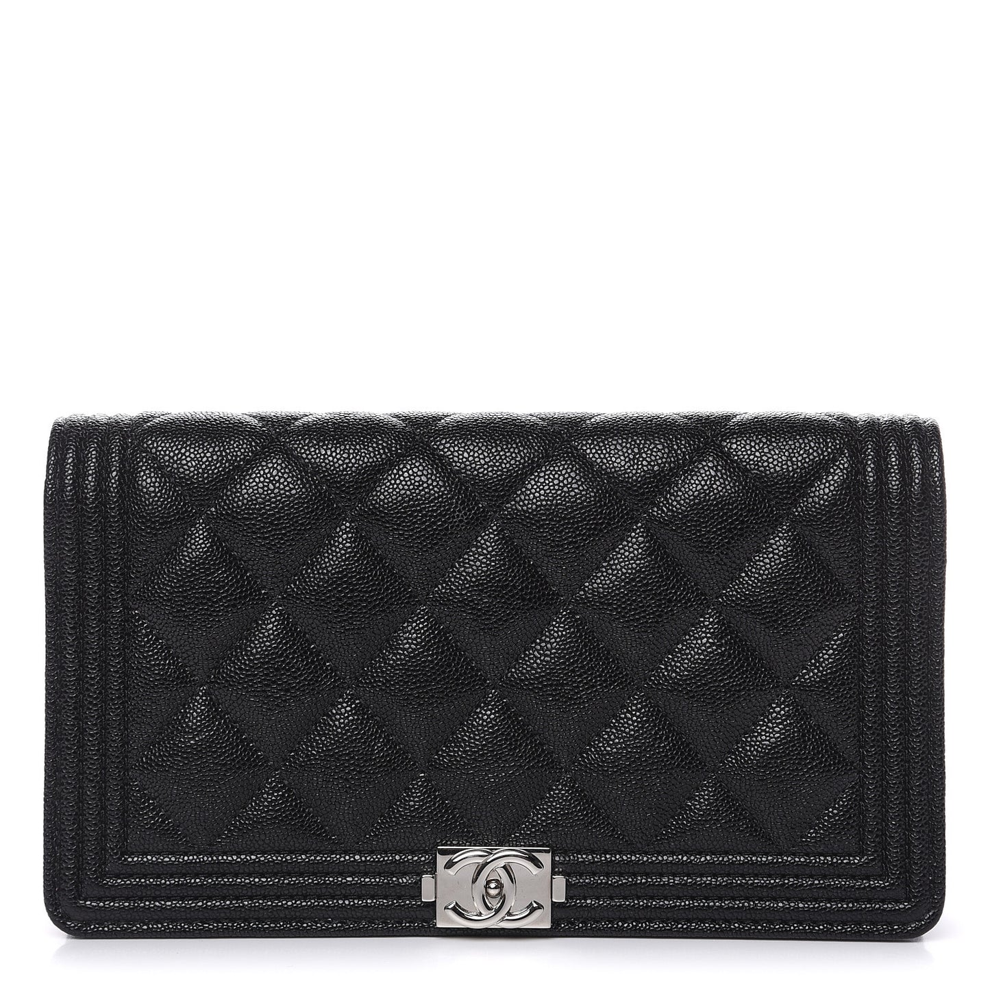Caviar Quilted Boy Yen Wallet Black