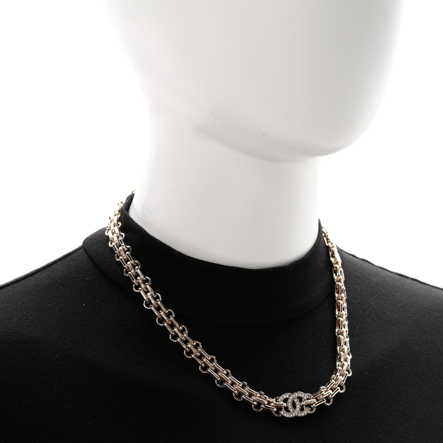 Metal Crystal CC Choker Necklace Gold