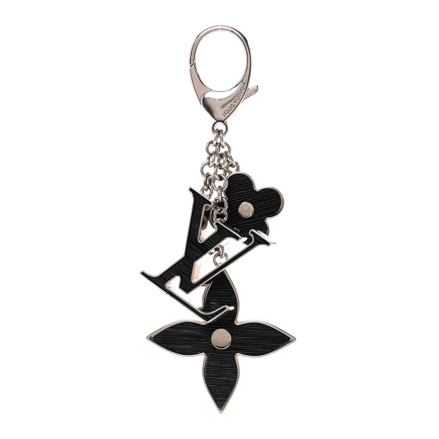 Louis Vuitton Fleur d Epi Bag Charm Key Holder Black 1 of 4