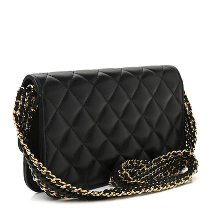 Chanel Lambskin Quilted Flap Shoulder Bag Chain Black 3 of 11