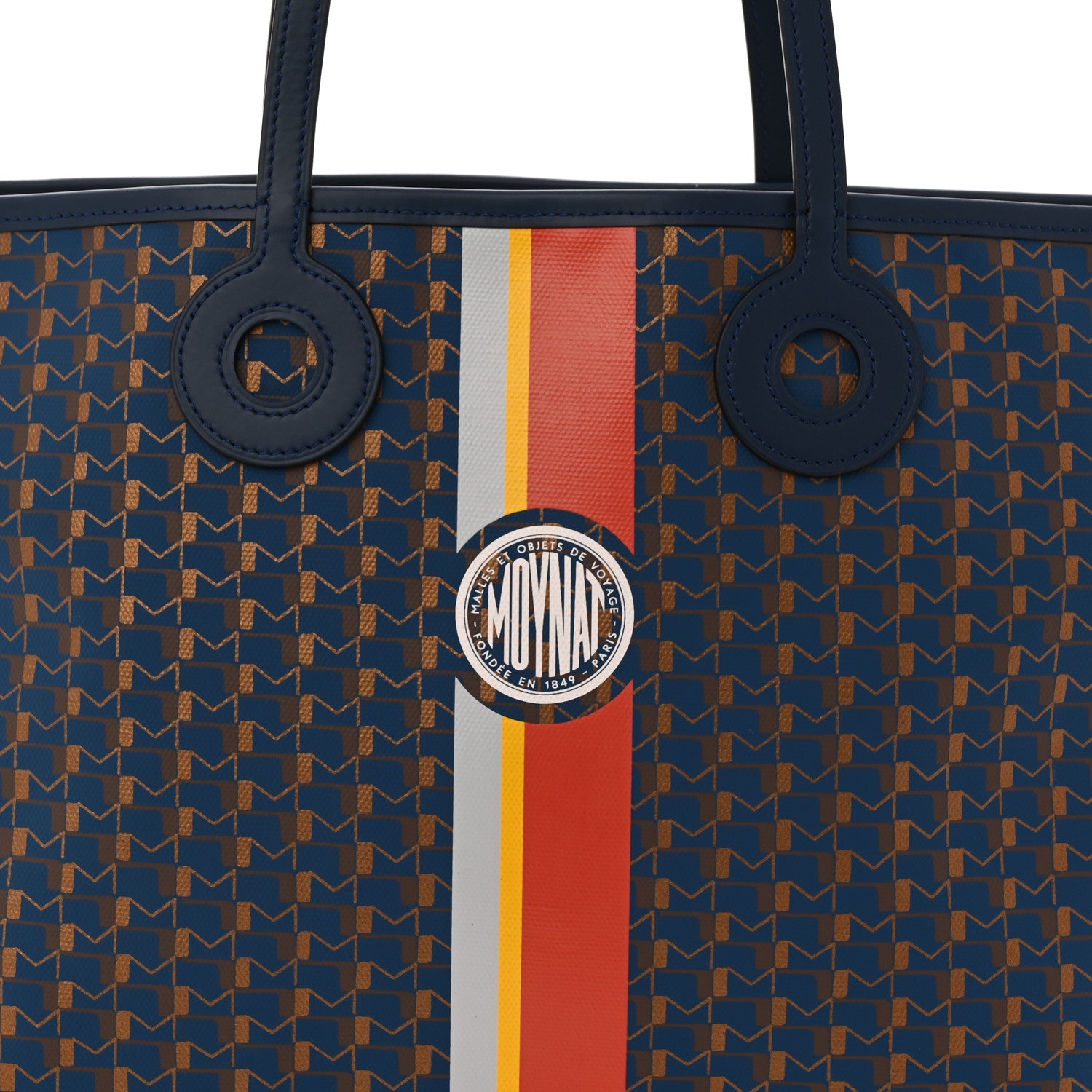 Moynat Grained Calfskin Canvas 1920 Oh! Tote Ruban MM  Indigo Bronze 8 of 10