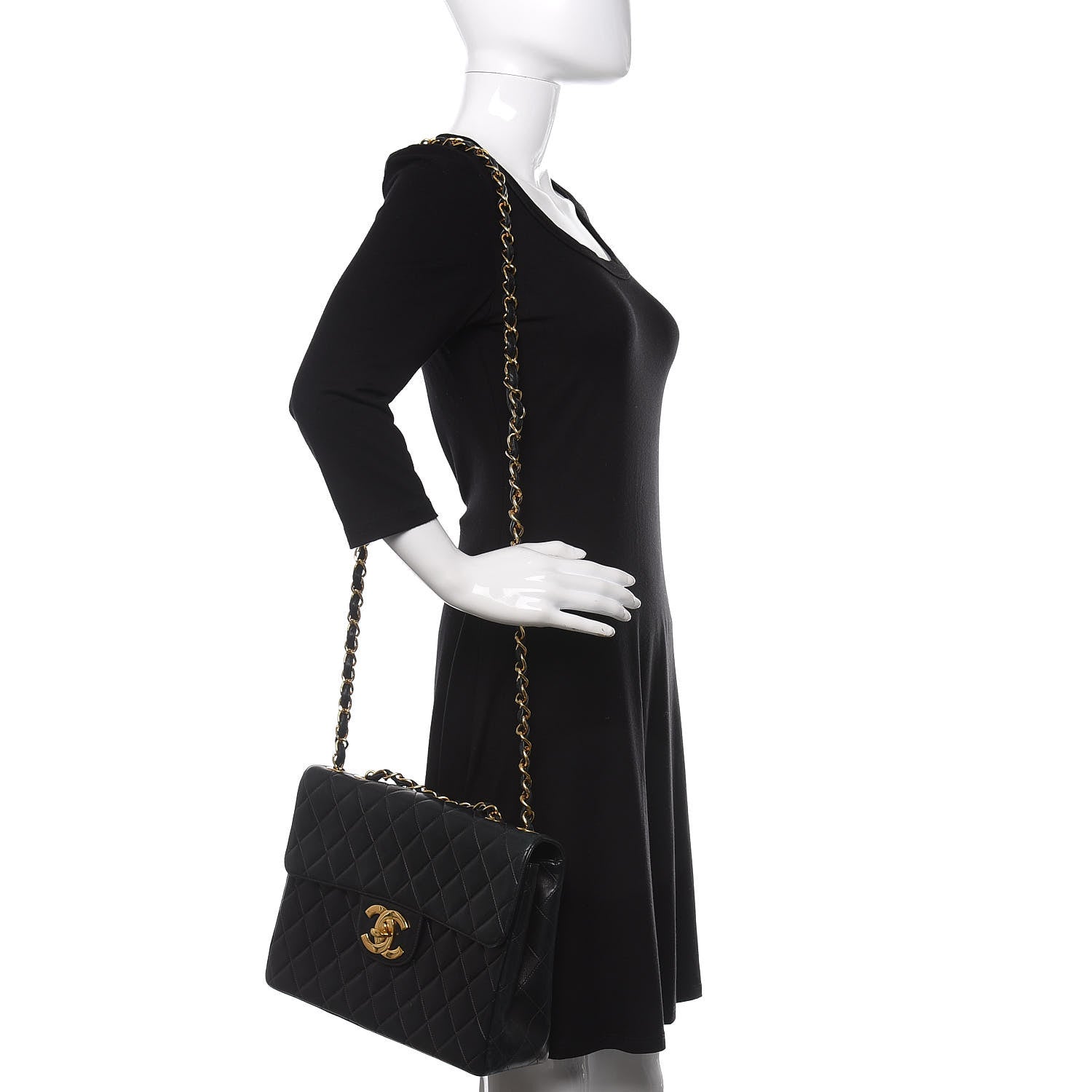 Chanel Lambskin Quilted Jumbo Single Flap Black 2 of 10