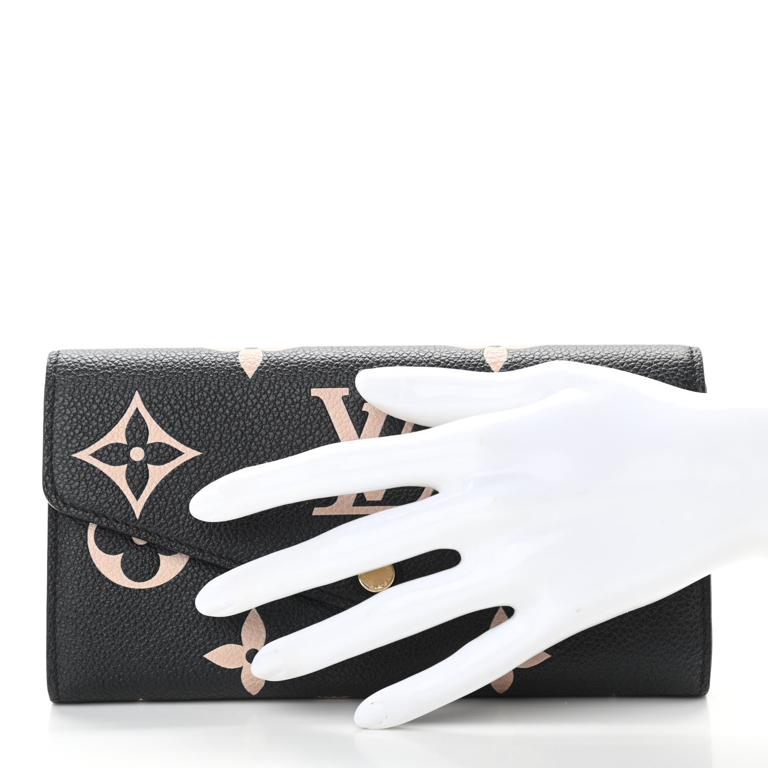 Louis Vuitton Monogram Empreinte Giant Sarah Wallet Black Beige 2 of 6