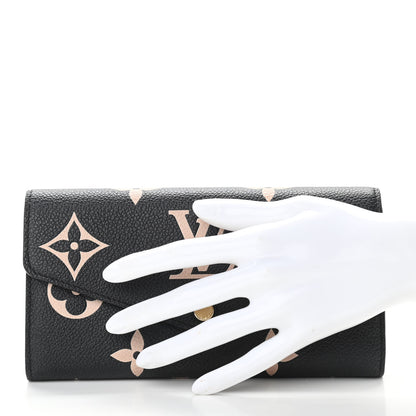 Louis Vuitton Monogram Empreinte Giant Sarah Wallet Black Beige 2 of 6