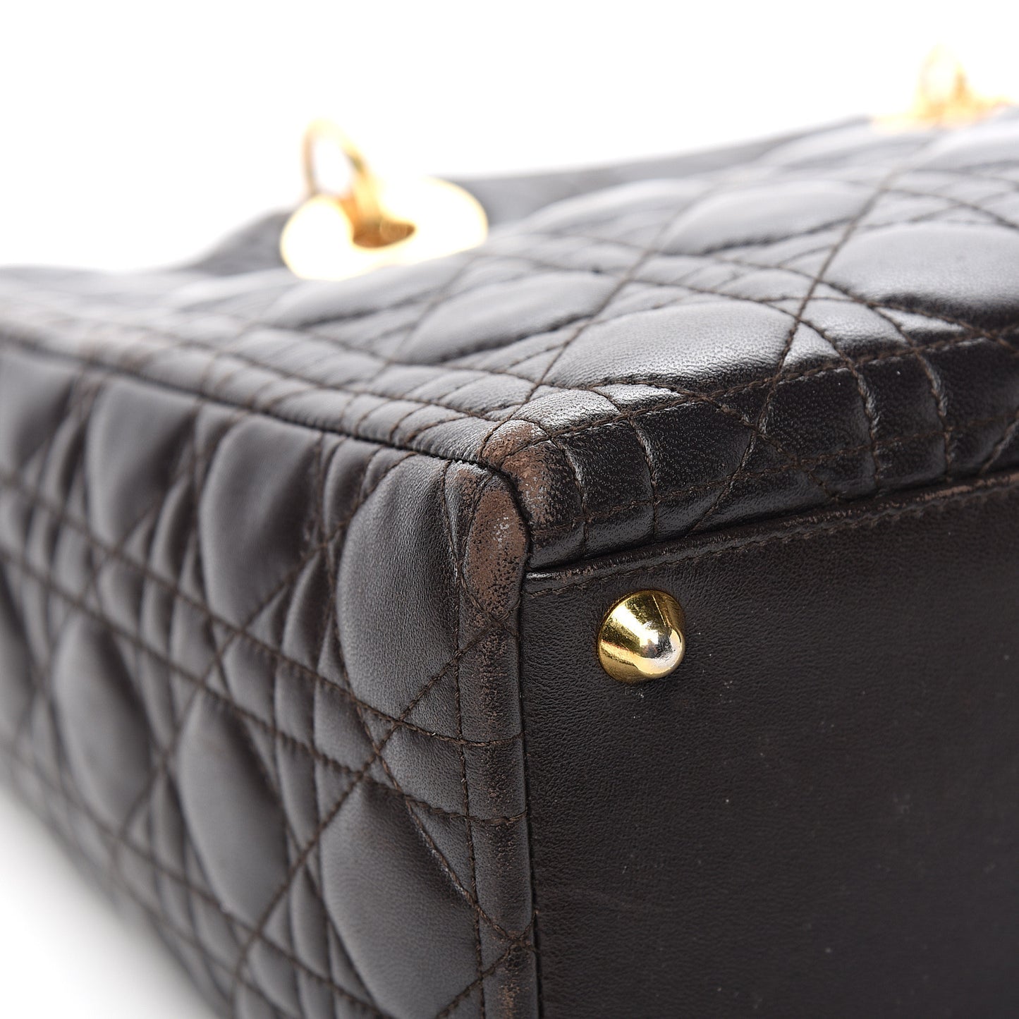 Lambskin Cannage Large Lady Dior Dark Brown