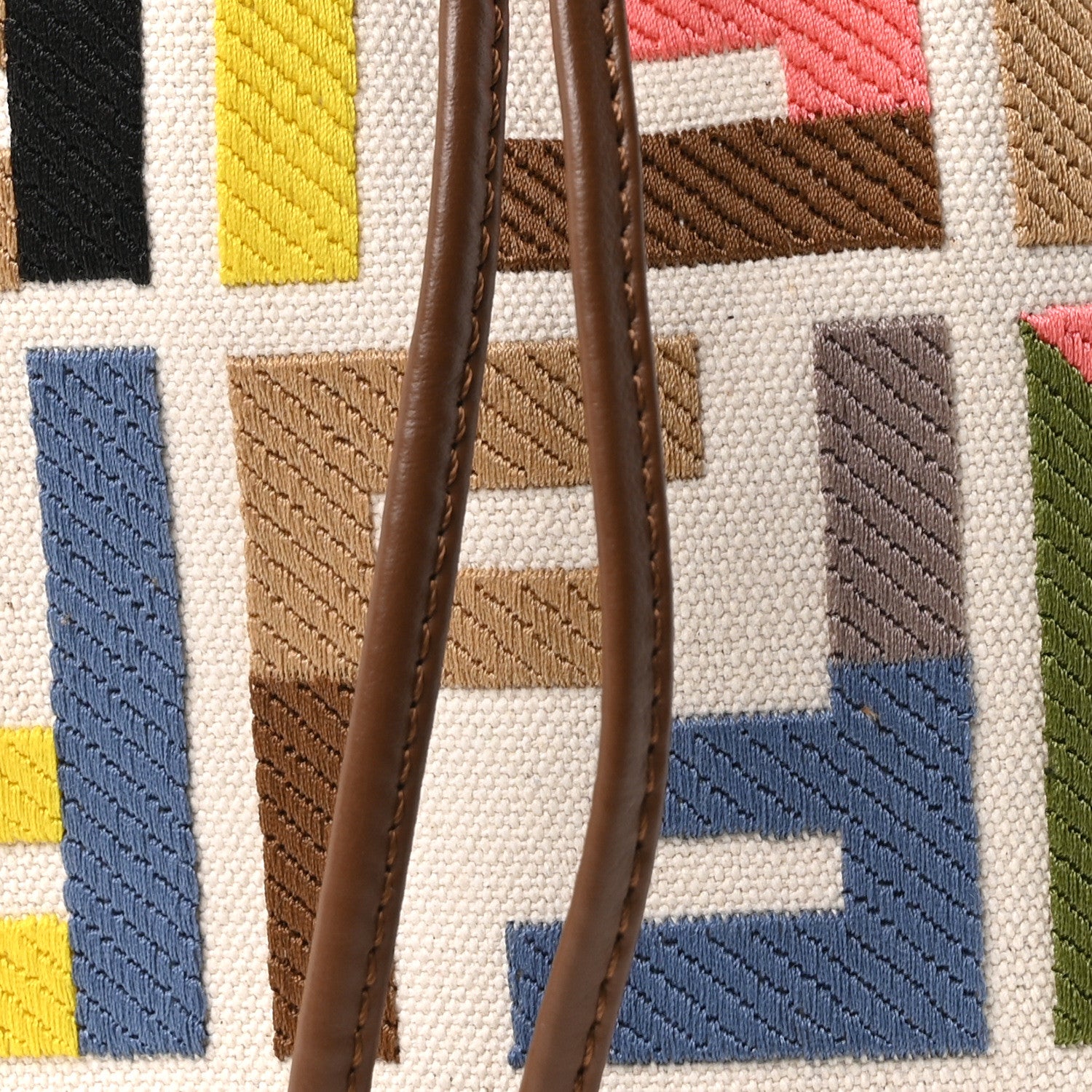 Fendi Kuban Canvas Vitello King F is Fendi FF Embroidered Mini Mon Tresor Bucket Bag Multicolor Cuoio 7 of 9