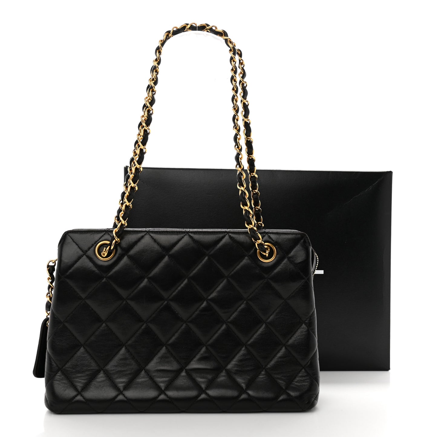 Lambskin Quilted Shoulder Bag Black