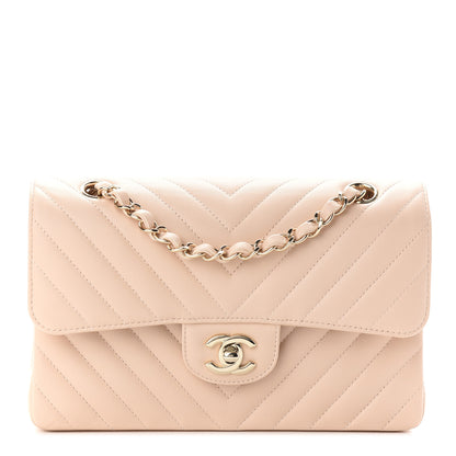 Chanel Caviar Chevron Quilted Small Double Flap Beige 1 of 9