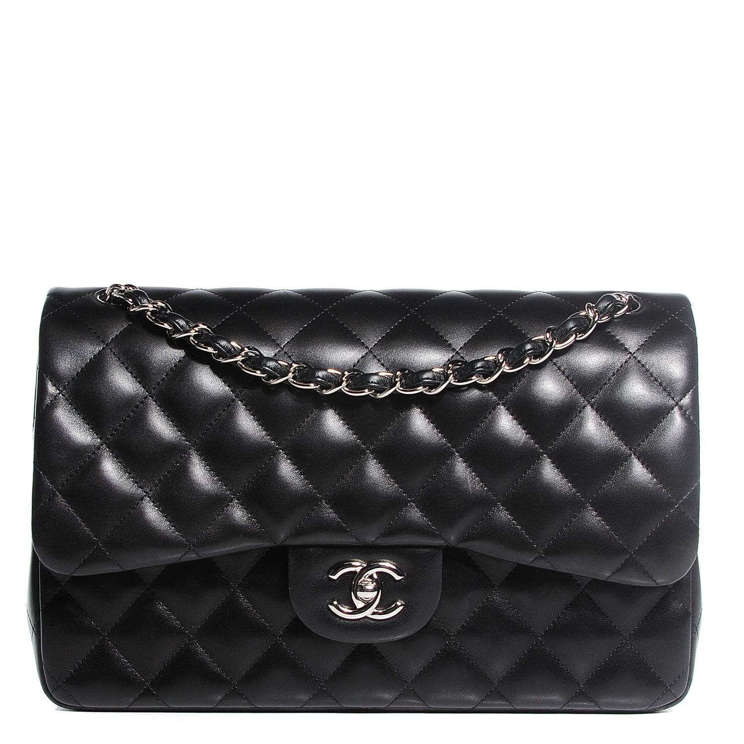 Chanel Lambskin Quilted Jumbo Double Flap Black 1 of 9