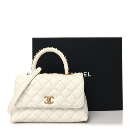 Chanel Caviar Quilted Mini Coco Chain Handle Flap White 12 of 12