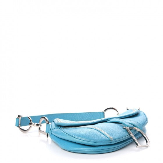 Christian Dior Calfskin Saddle Bag Blue 4 of 12