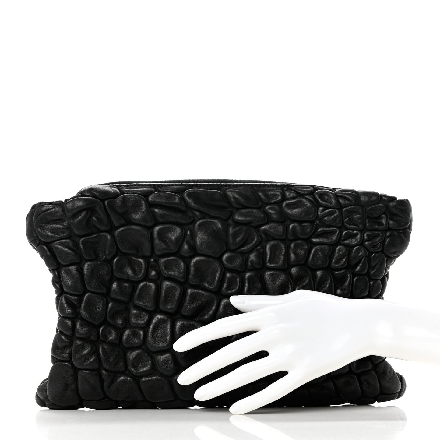 Lambskin Embossed Pouch Black
