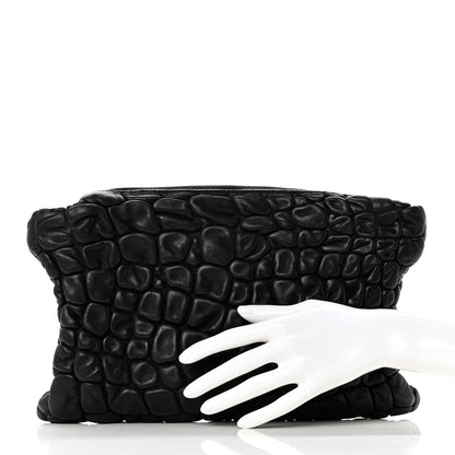 Prada Lambskin Embossed Pouch Black 2 of 6