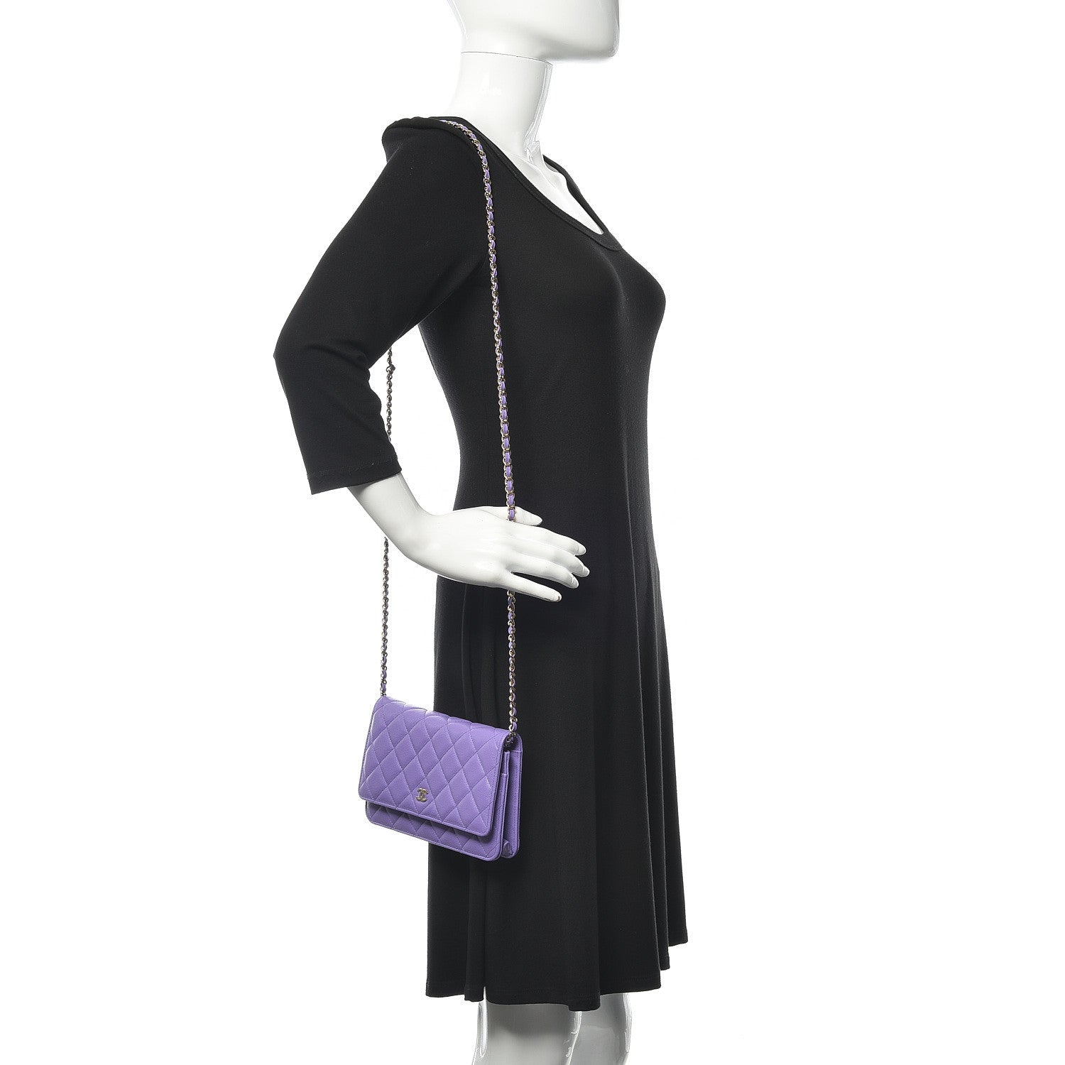 Chanel Caviar Quilted Wallet On Chain WOC Purple 2 of 9