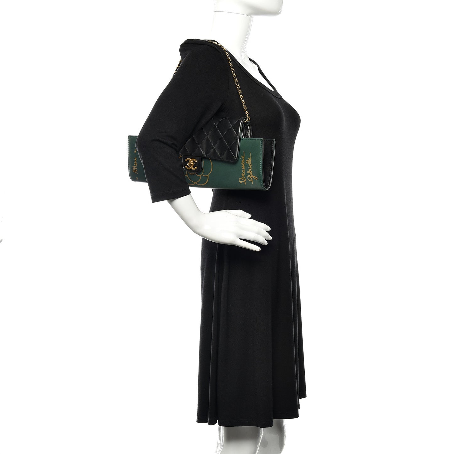 Calfskin Quilted Brasserie Gabrielle Menu CC Clutch Green