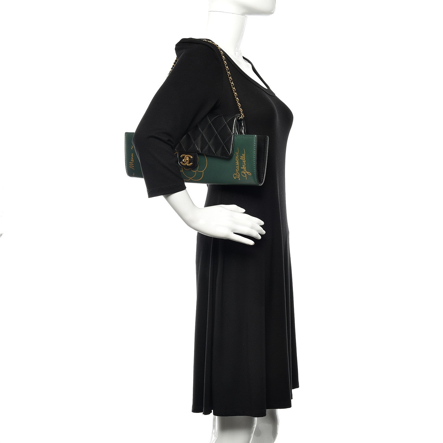 Chanel Calfskin Quilted Brasserie Gabrielle Menu CC Clutch Green 2 of 12
