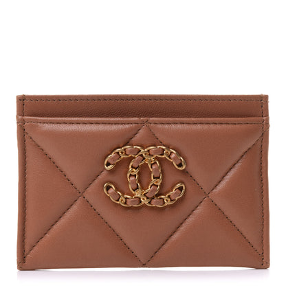 Chanel Lambskin Quilted Chanel 19 Card Holder Brown 1 of 7