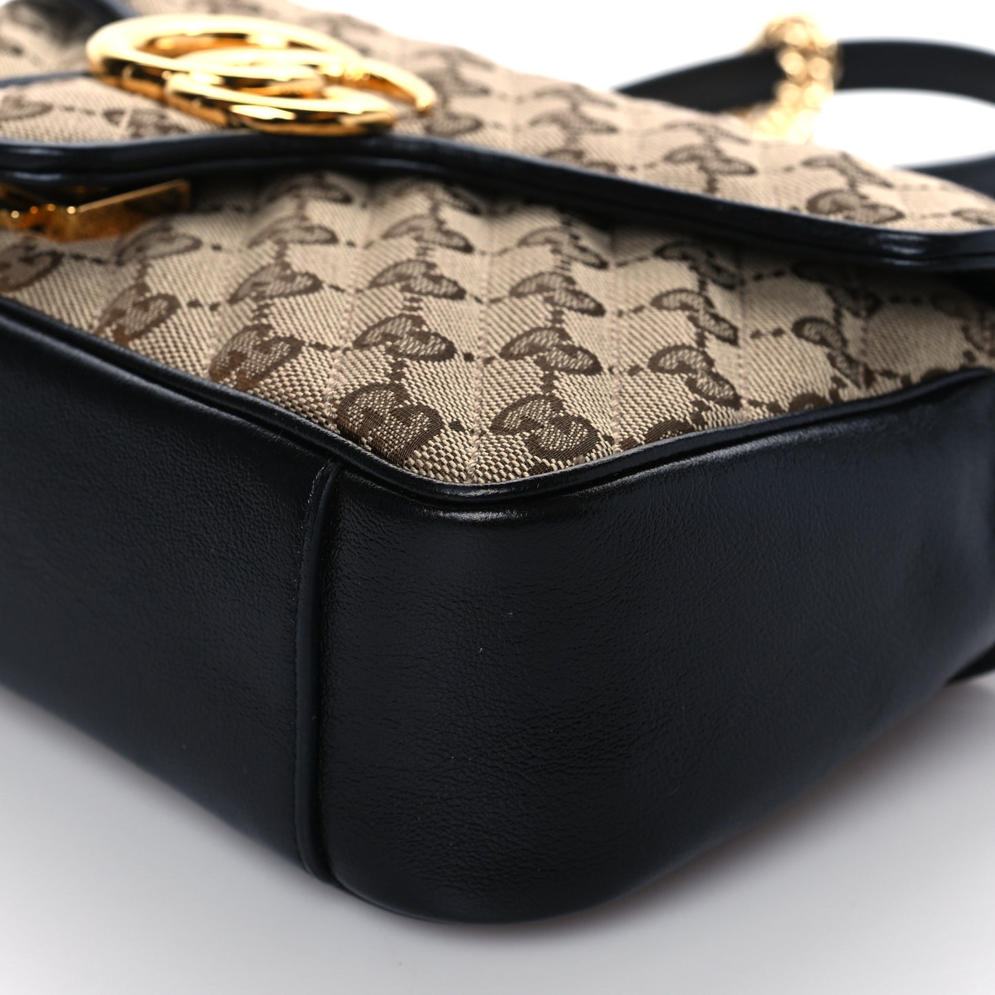 Monogram Matelasse Diagonal Small GG Marmont Shoulder Bag Beige Black