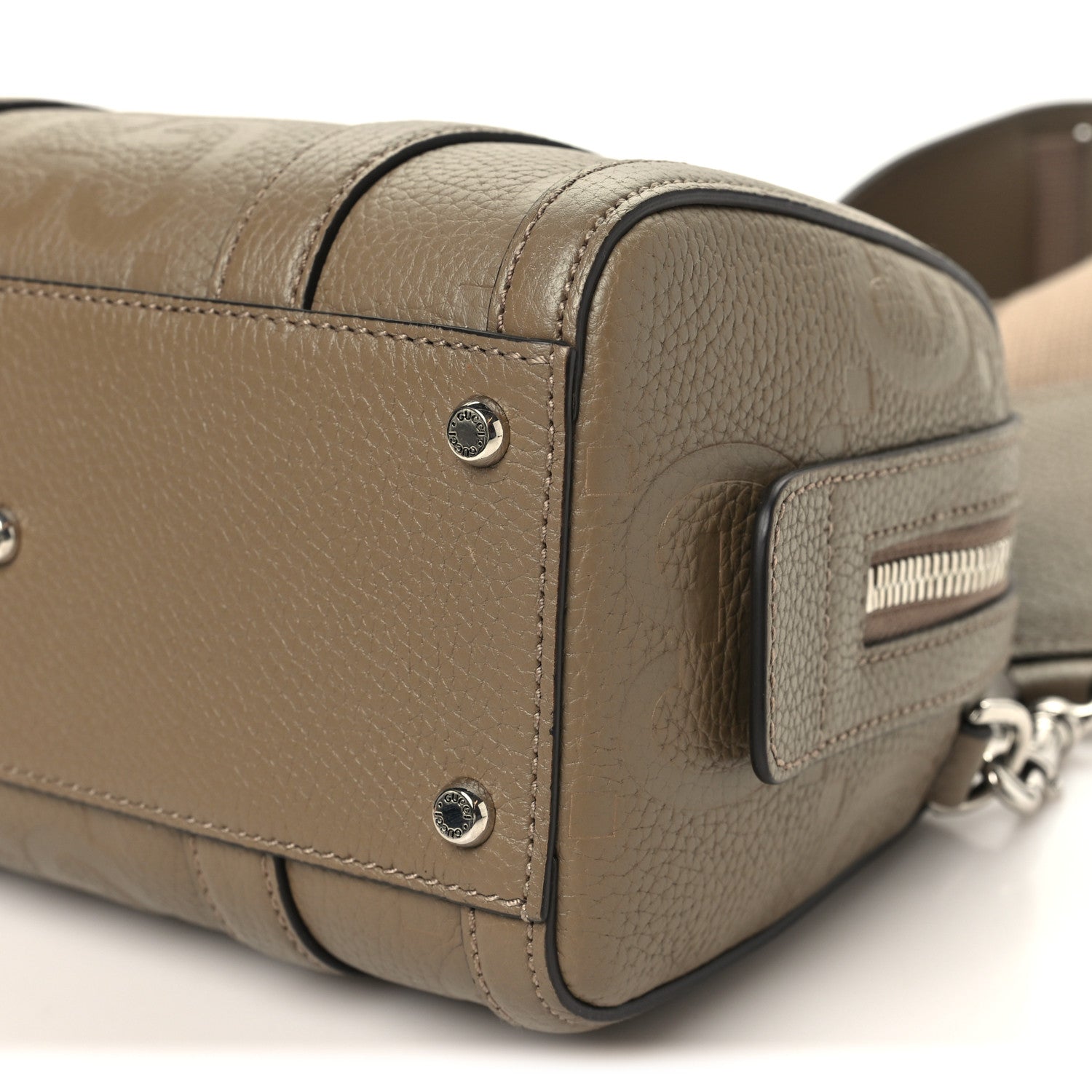 Gucci Piuma Calfskin Jumbo GG Embossed Mini Duffle Bag Good Taupe 10 of 11