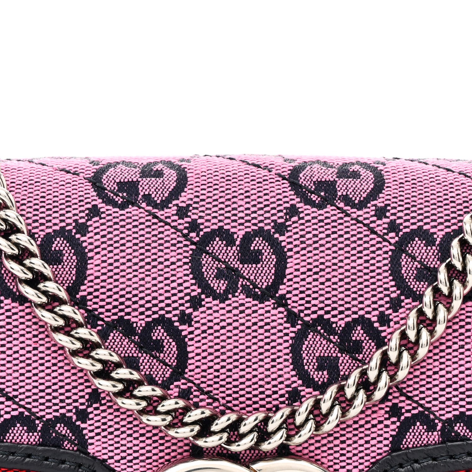 Gucci Monogram Multicolor Matelasse Diagonal Super Mini GG Marmont Shoulder Bag Pink Blue Red Yellow Green 8 of 10
