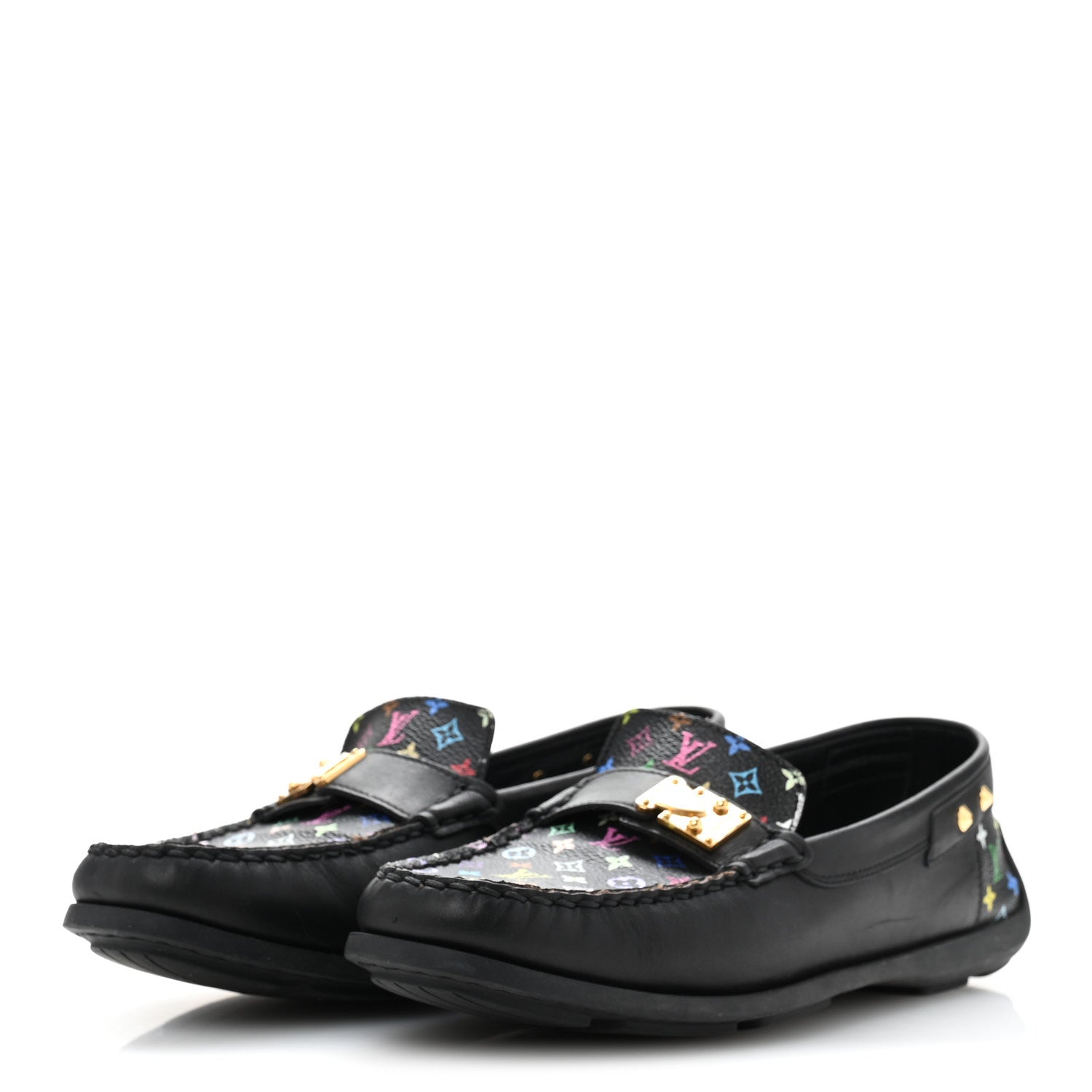 Louis Vuitton Monogram Multicolor Lock Oxford Loafers 39.5 Black 4 of 10