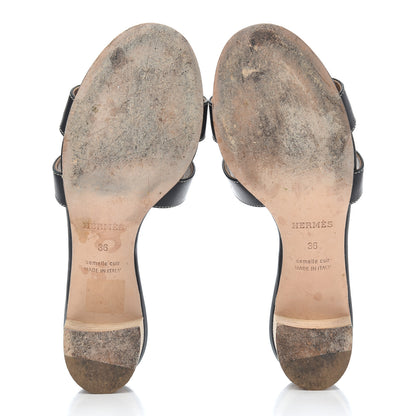 Hermes Calfskin Oasis Sandals 36 Black 5 of 18